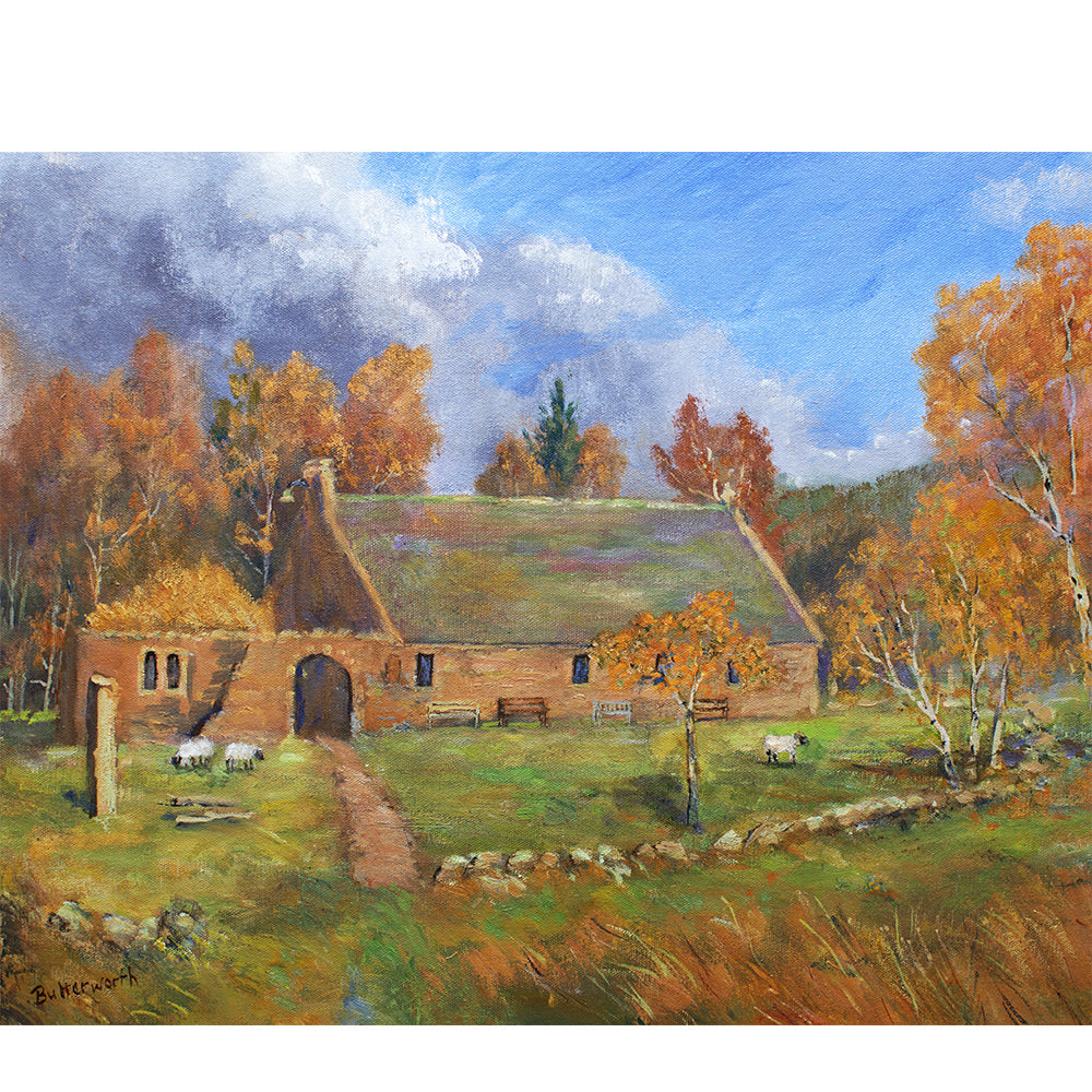Autumn time at St Lesmo's Chapel, GlenTanar Royal Deeside. Signed unlimited giclee print Approximate image size 29 cm x 39 cm.