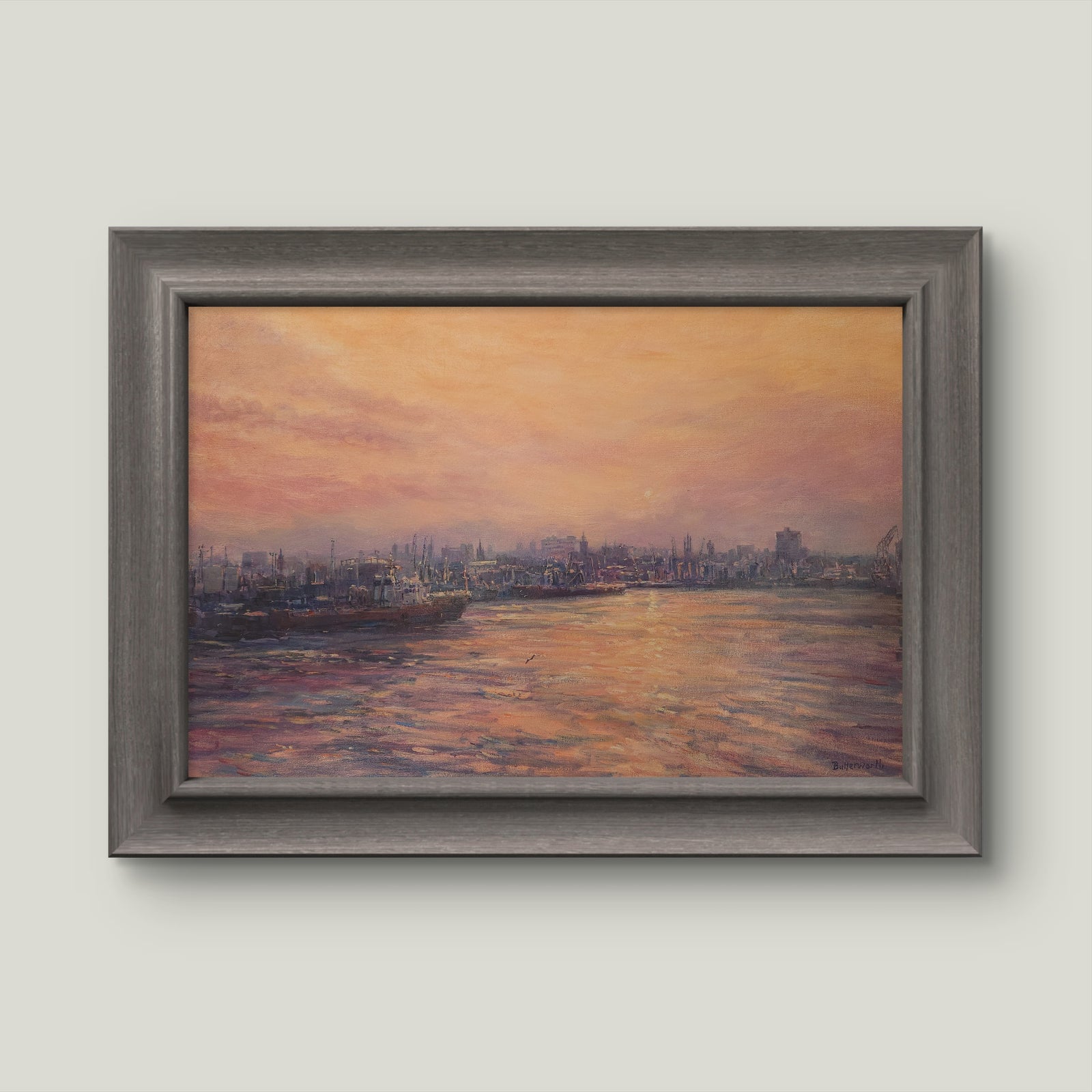 'Sunset Aberdeen Harbour' - Original Painting