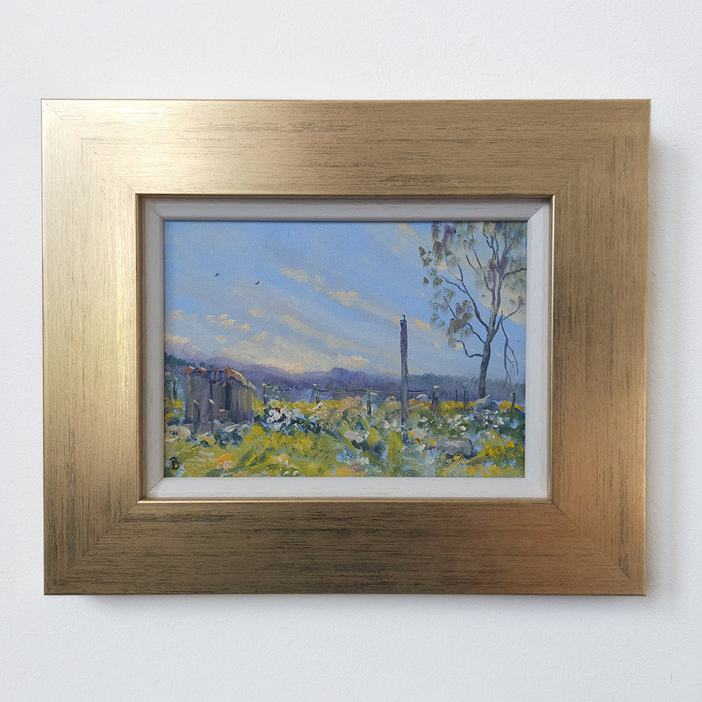 'Bats over the hen house' - Original Painting of Artist's Garden in Glenmuick