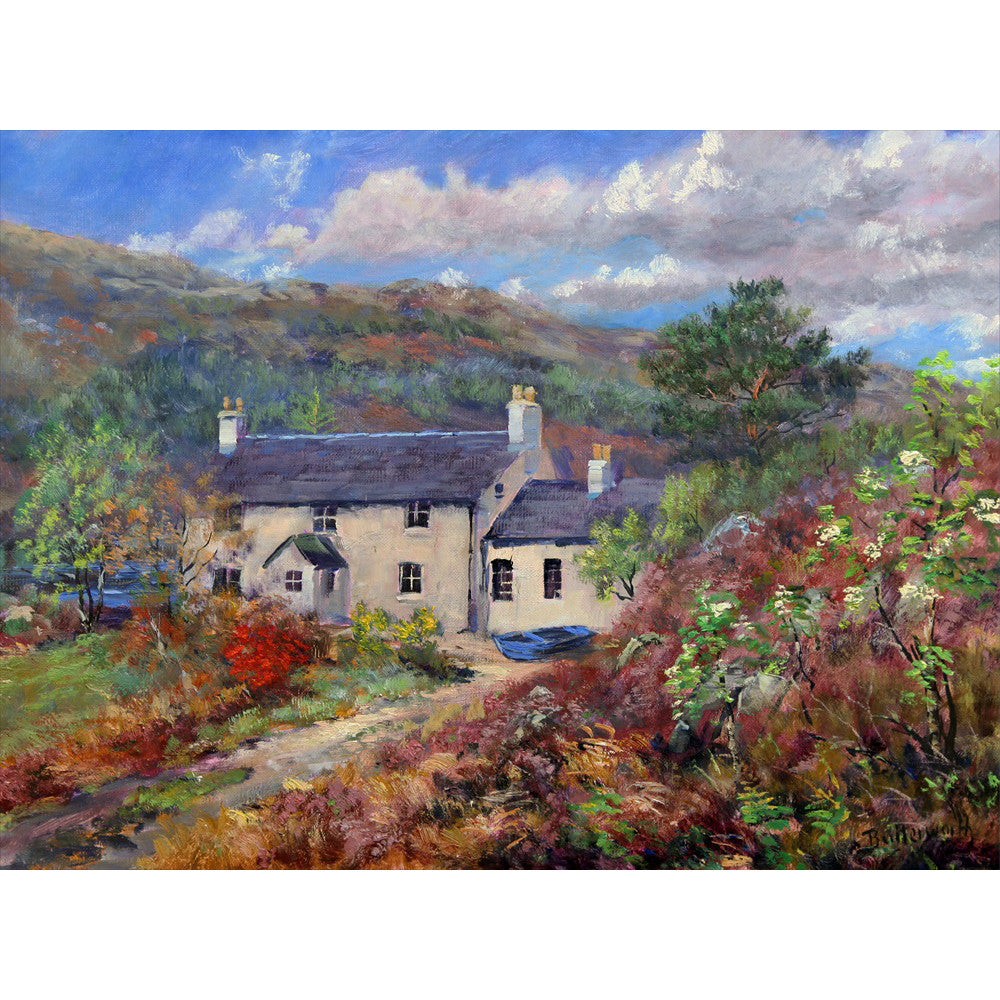  The old ferryman's cottage at the Kyle Rhea crossing to Skye on the West Coast of Scotland original fine art painted by Howard Butterworth.