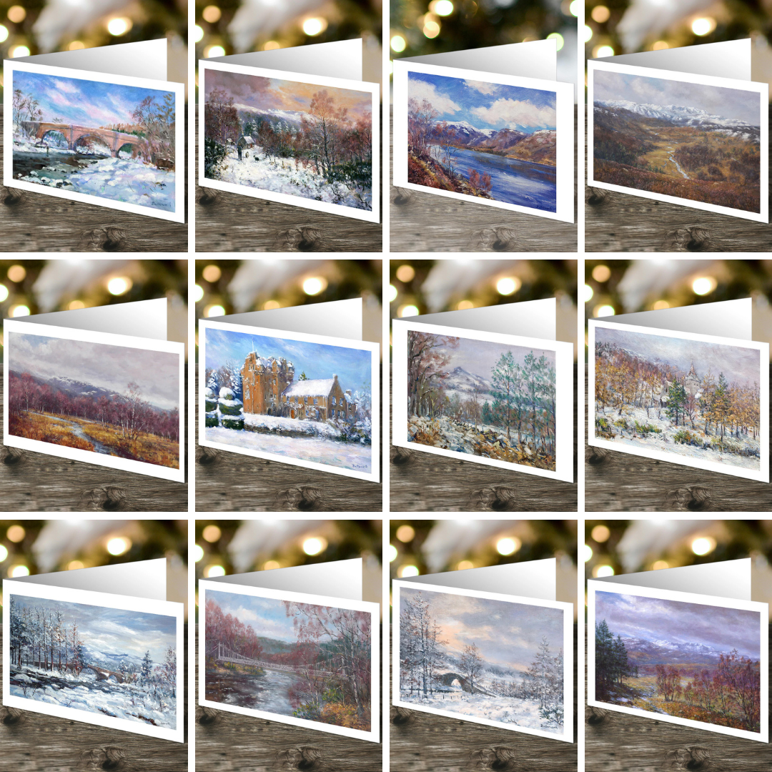 Christmas Collection Pack of 12 Greetings Cards - Winter Paintings of Aberdeenshire