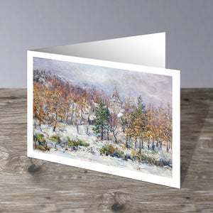 Winter scene at the Royal Family's place of worship near Balmoral, painted by Howard Butterworth. This image is a greeting card and has been left blank inside ideal for any ocassion. It is available to purchase from our Scottish Fine Art Gallery in Aberdeenshire