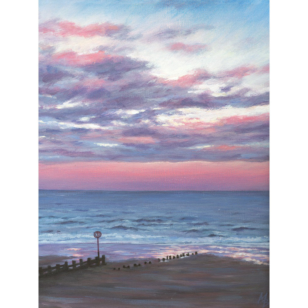 Scottish art print of a sunset at Aberdeen beach by Mary Louise Butterworth