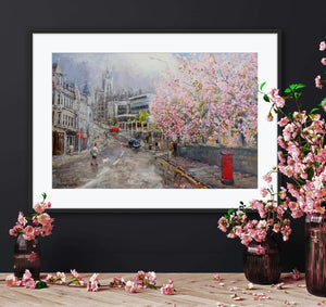 'Spring Blossom and Marischal College' - Fine Art Print of Aberdeen