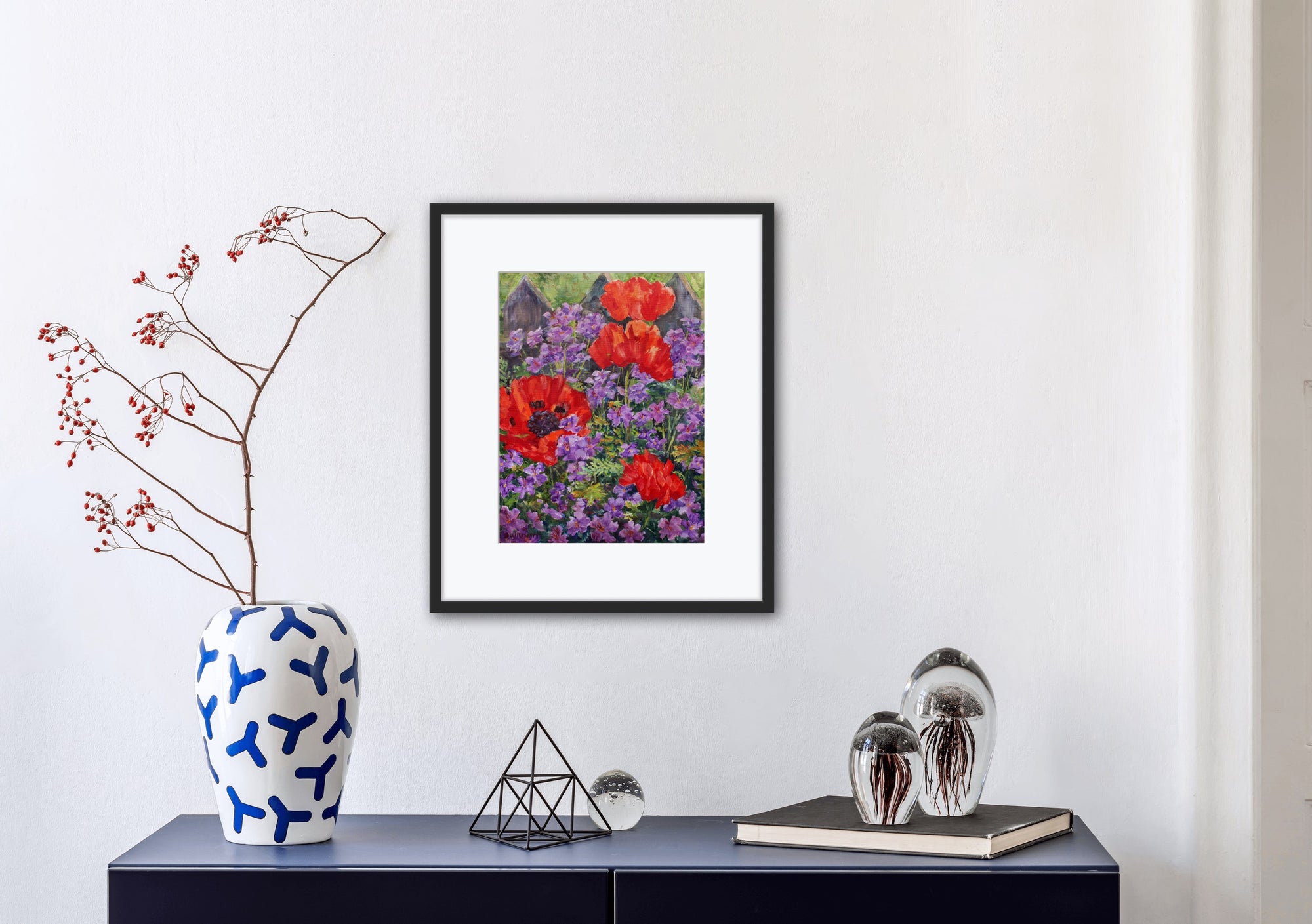 "Poppies and Geraniums" - Fine Art Print