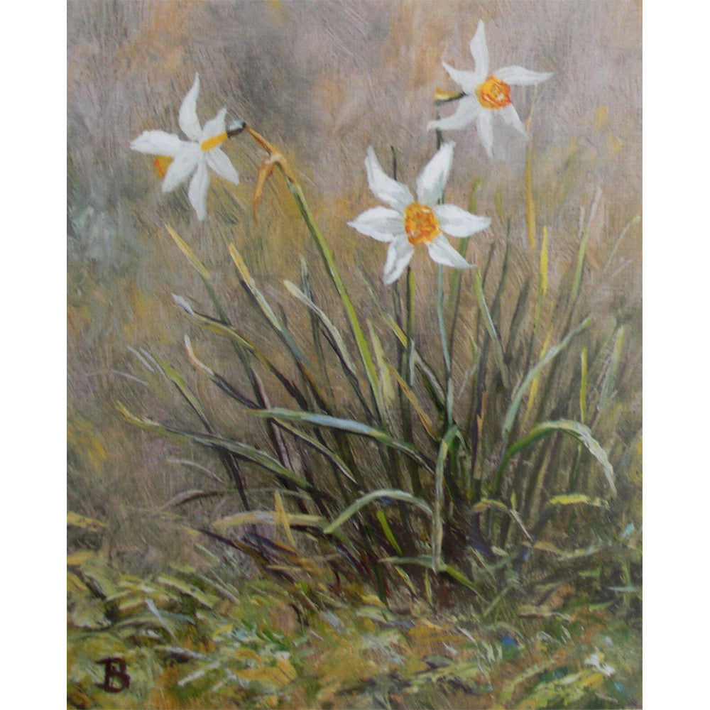 Flowers in the Artist's Garden painted by Howard Butterworth in Glenmuick on Royal deeside