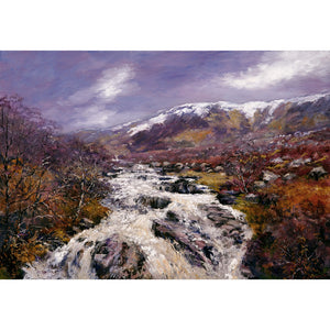 The Black Burn flows into Loch Muick on Royal Deeside. A popular spot for walkers and artist Howard Butterworth who lived and painted in Glenmuick near ballater. Scottish fine art from the Cairngorm National Park