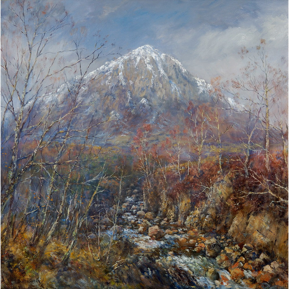 Winter scene capturing the mystery of the famous Buachaille Etive Mòr on the West Coast of Scotland.