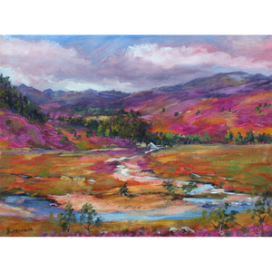 The Braes of Mar in the Cairngorms near Braemar a painting by Howard Butterworth a Scottish artist based on Royal Deeside